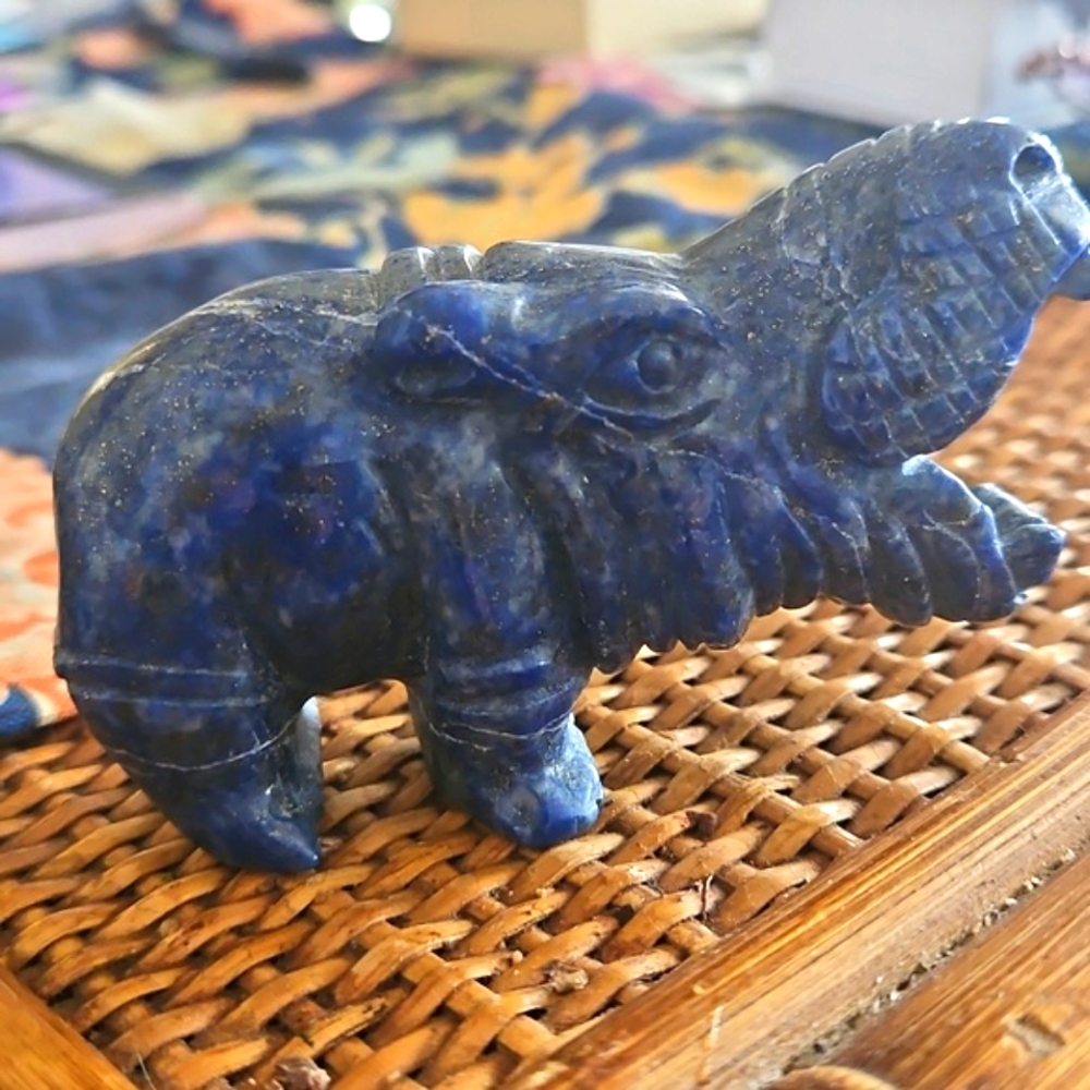Crystal Hippo Large Open Mouth BRIGHT BLUES ROARING